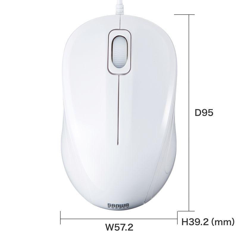 マウス ワイヤレス 有線 静音 USB ブルーLED 3ボタン 抗菌 左右対称形状 パソコン PC Windows Mac SIAA ISO 22196取得 ホワイト MA-YBSK315W｜sanwadirect｜04