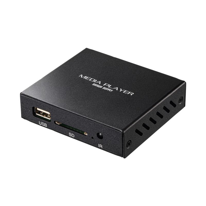 メディアプレーヤー メディアプレイヤー デジタルサイネージ セットトップボックス HDMI出力 MP4 MP3 USBメモリ SDカード再生 リモコン付 MED-PL2K102｜sanwadirect