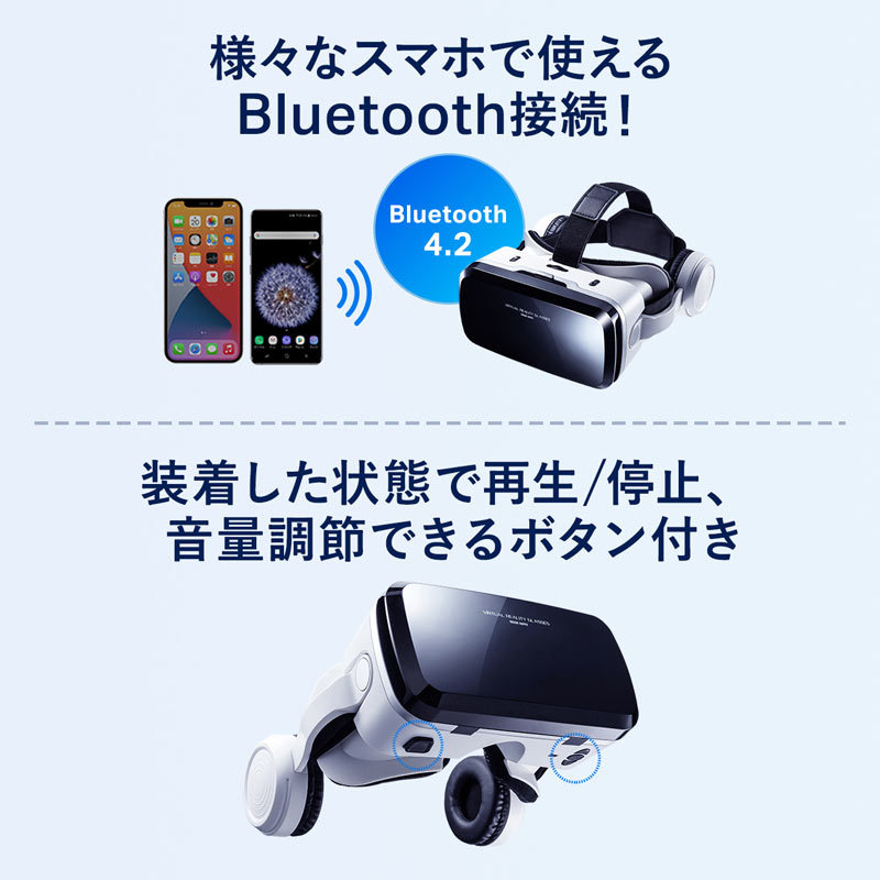 サンワサプライ Bluetoothコントローラー内蔵VRゴーグル ヘッドホン付き（MED-VRG6）｜sanwadirect｜07