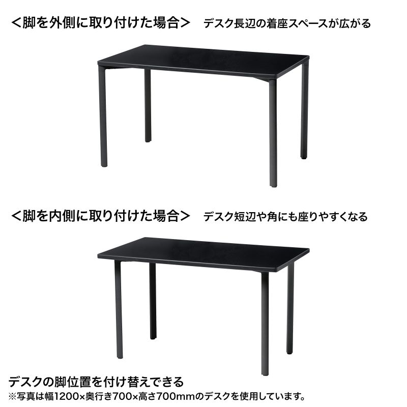 シンプルデスク ワークデスク 平机 高耐荷重 eテーブル 幅100cm 奥行90cm 高さ80cm ブラック 【受注生産品】 MEF-10090BK80_5