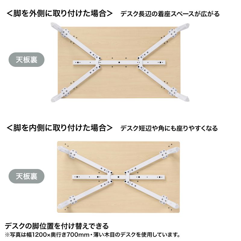 シンプルデスク ワークデスク 平机 高耐荷重 eテーブル 幅100cm 奥行90cm 高さ80cm ブラック 【受注生産品】 MEF-10090BK80_6