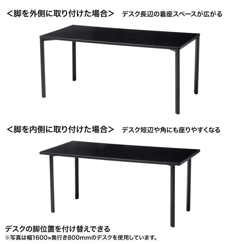 シンプルデスク ワークデスク 平机 高耐荷重 eテーブル 幅180cm 奥行90cm 高さ70cm ブラック 【受注生産品】 MEF-18090BK_5