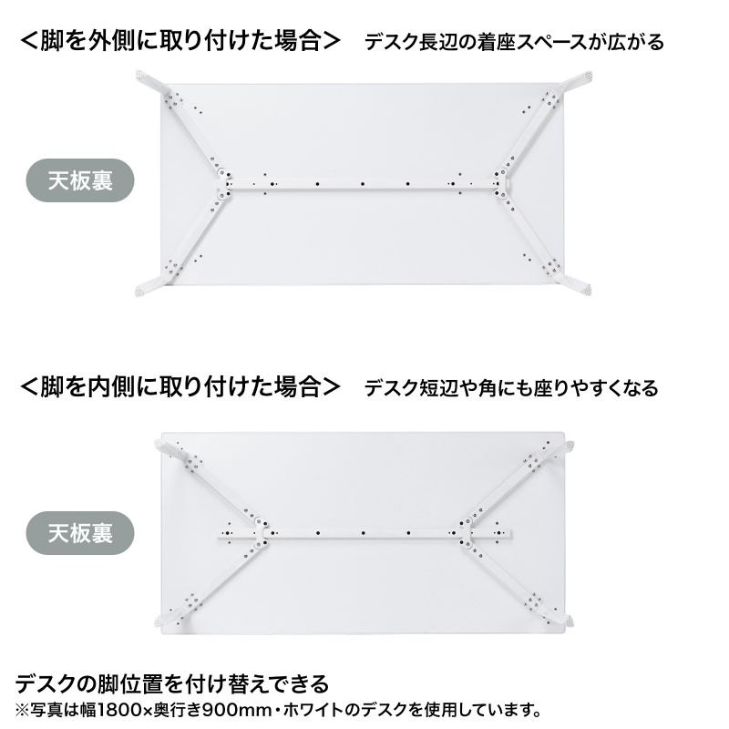シンプルデスク ワークデスク 平机 高耐荷重 eテーブル 幅180cm 奥行90cm 高さ70cm ブラック 【受注生産品】 MEF-18090BK_6