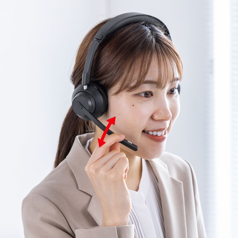 Bluetoothヘッドセット ワイヤレスヘッドセット 両耳タイプ 全指向性 無線 有線 両対応 ロングマイク 在宅勤務 コールセンター クレードルつきMM-BTSH70BK｜sanwadirect｜13