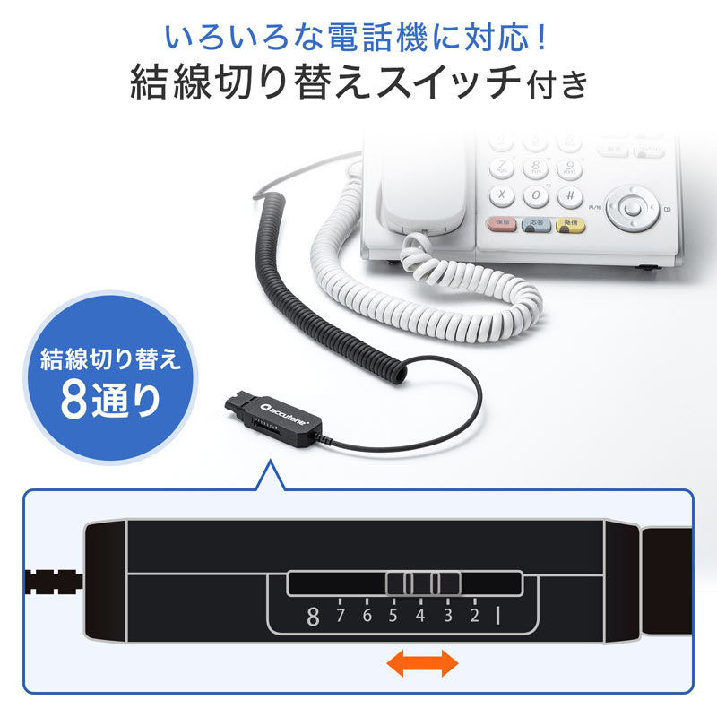 電話用ヘッドセット 片耳タイプ（MM-HSRJ03） : mm-hsrj03 : サンワ