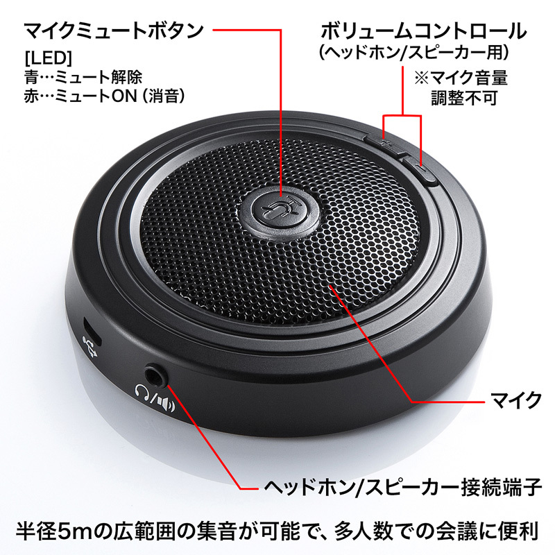 SANWA SUPPLY（サンワサプライ） WEB会議高感度USBマイク 広範囲 多