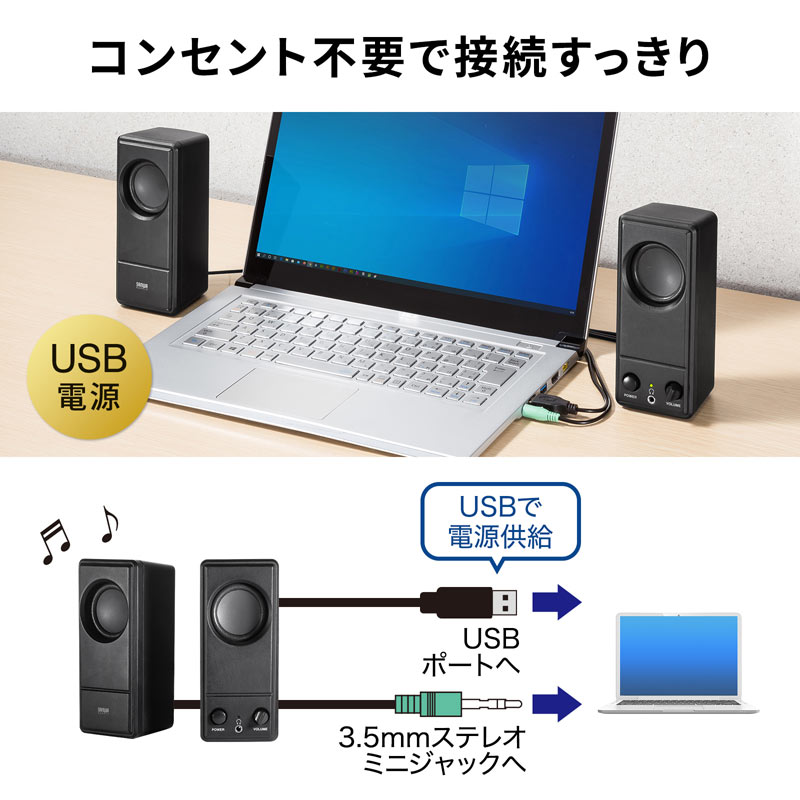 SALE／79%OFF】 訳あり新品 USBスピーカー コンパクト USB給電 箱にキズ 汚れあり MM-SPL15UBK サンワサプライ  blaccoded.com