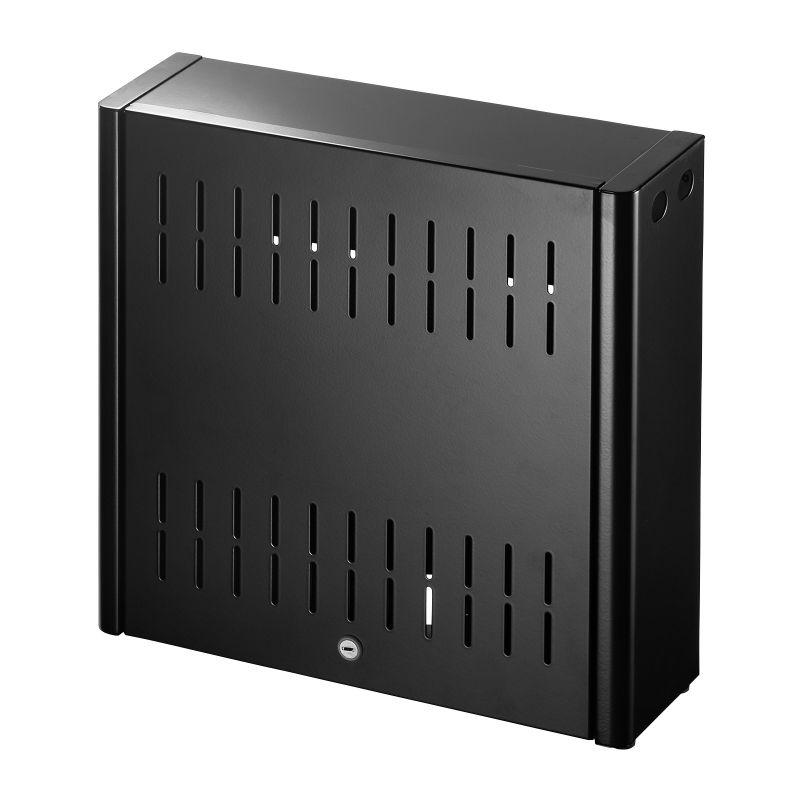 VESA取付けセキュリティボックス HDD 小型パソコン 収納ボックス 収納ホルダー モニタ背面 設置 鍵付き 大 ブラック MR-VESA10L｜sanwadirect