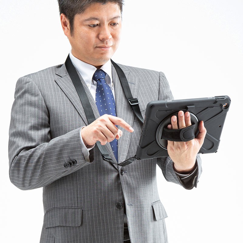 サンワサプライ PDA-IPAD1617BK iPad 10.2インチ　耐衝撃ケース（ハンドル、スタンド、ショルダーベルト付き） アクセサリ タブレット SANWA SUPPLY PDA-IPAD1617BK【iPad 10.2インチ 耐衝撃ケース（ハンドル