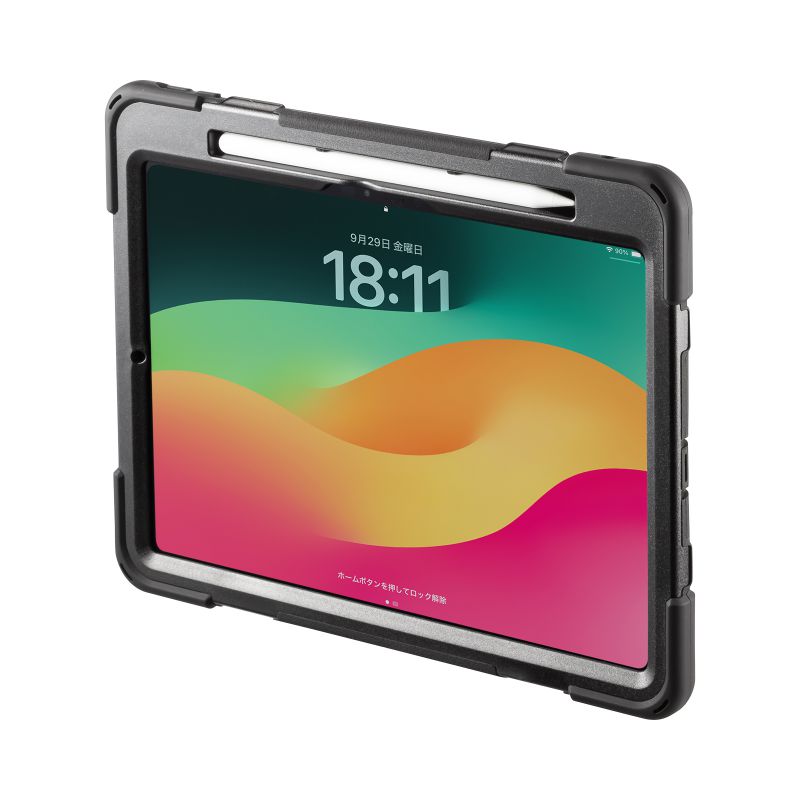 iPad Pro ケース 耐衝撃 ハンドル スタンド ショルダーベルト タッチペン収納 iPad Pro 11インチ M4/2024 PDA-IPAD1717BK3 | SANWA SUPPLY | 11