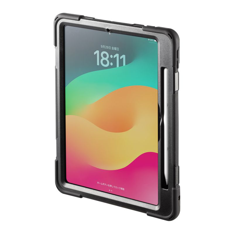 iPad Pro ケース 耐衝撃 ハンドル スタンド ショルダーベルト タッチペン収納 iPad Pro 11インチ M4/2024 PDA-IPAD1717BK3 | SANWA SUPPLY | 03