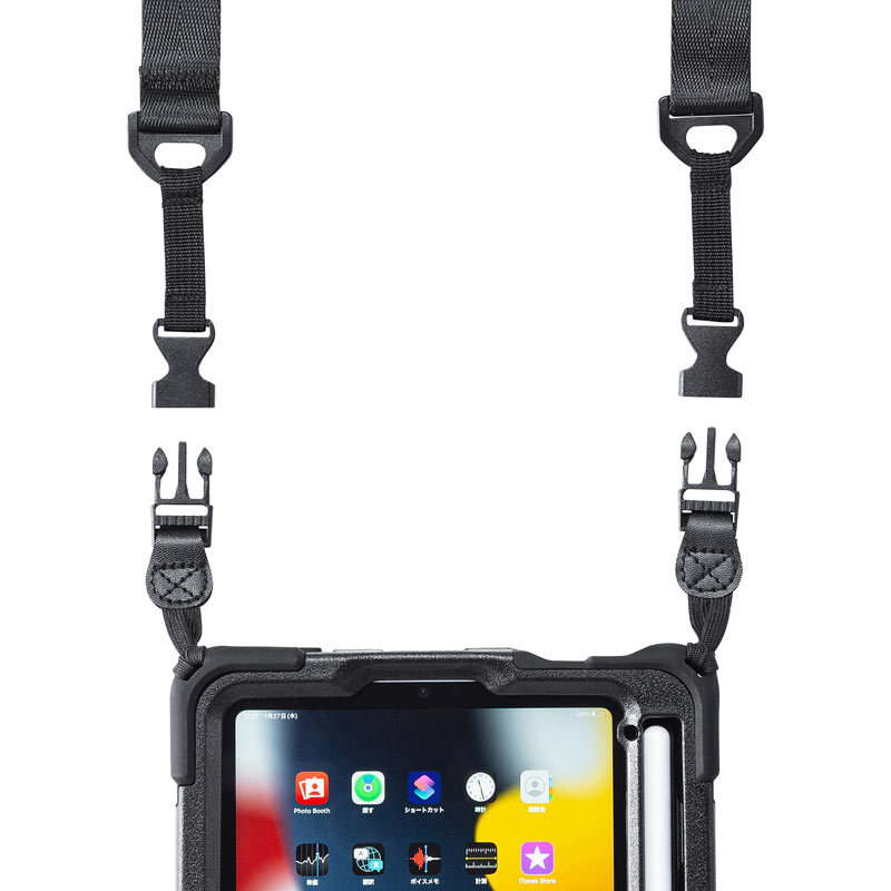 iPad mini耐衝撃ケース ハンドル、スタンド、ショルダーベルト付き（PDA-IPAD1817BK）｜sanwadirect｜12
