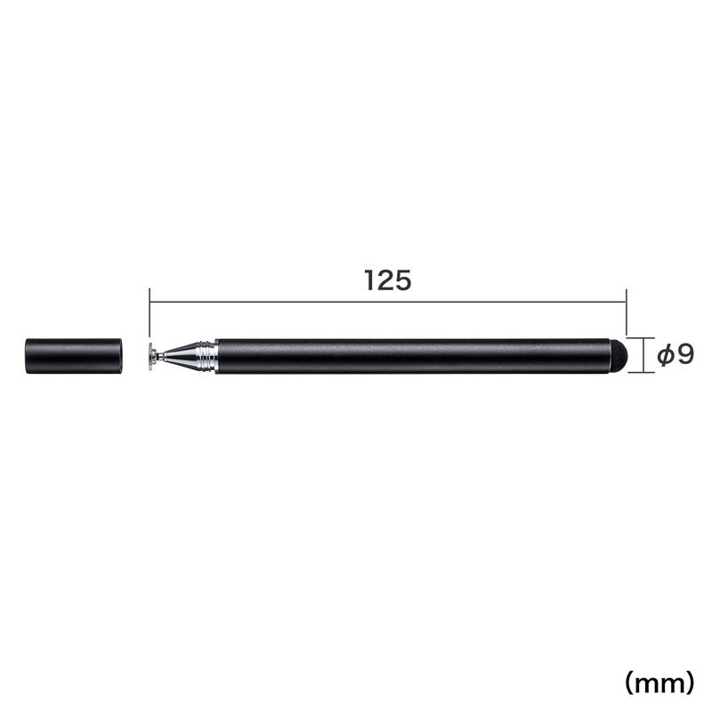 ディスク式＆導電繊維タッチペン ブラック（PDA-PEN50BK）｜sanwadirect｜02