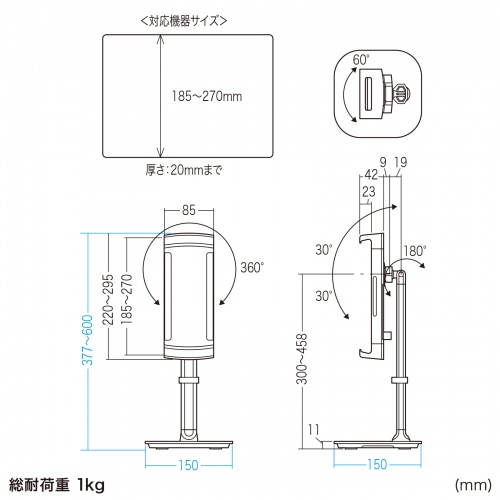 RTK FHD HDR 15.6インチ モバイルモニター サンワモニタースタンド SANWA SUPPLY（サンワサプライ） モバイルモニタースタンド 据え置き