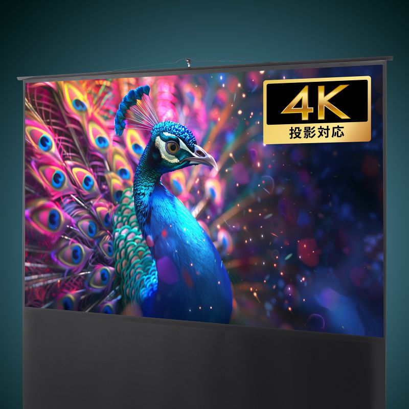 プロジェクタースクリーン 100インチ 16：9 床置き式 簡単設置 自立 持ち運び 4K ハイビジョン映像対応 選挙グッズ PRS-Y100HDの画像