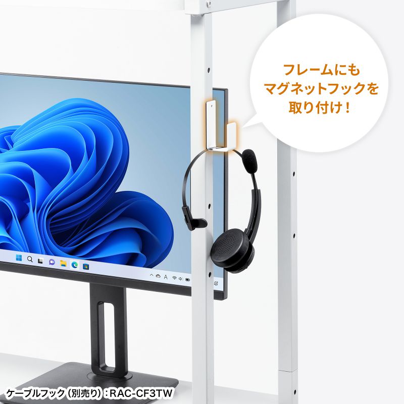 パソコンラック チルト天板 5段階角度調整 幅65×奥行60×高さ140cm キャスター付き RAC-EC20_7