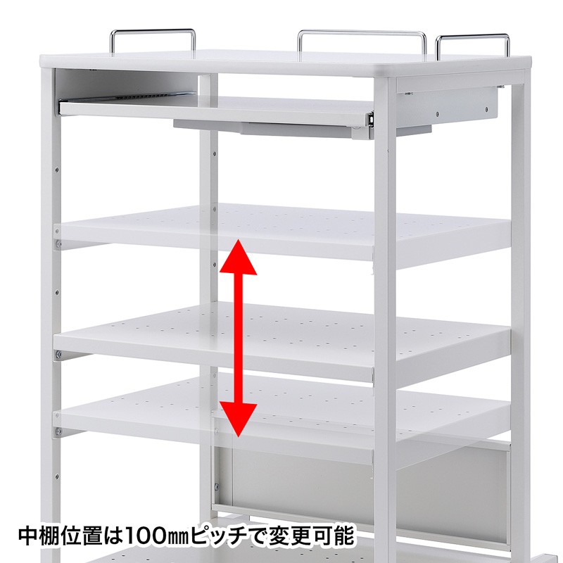 作業カート 機器設置 移動式 W660×D720×H1088mm（RAC-FA5） : rac-fa5