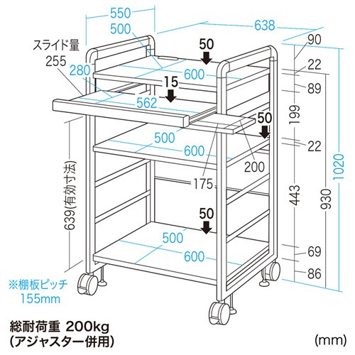 SOHOラック W638×D550×H1020mm（RAC-S600L） : rac-s600l : サンワ