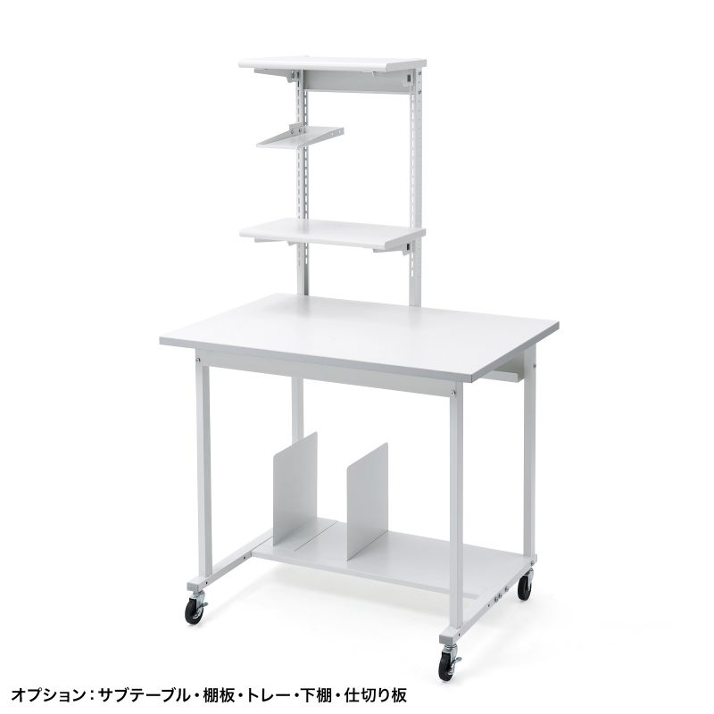 SANWA SUPPLY 作業台 出荷作業作業台 大型キャスター アジャスター 
