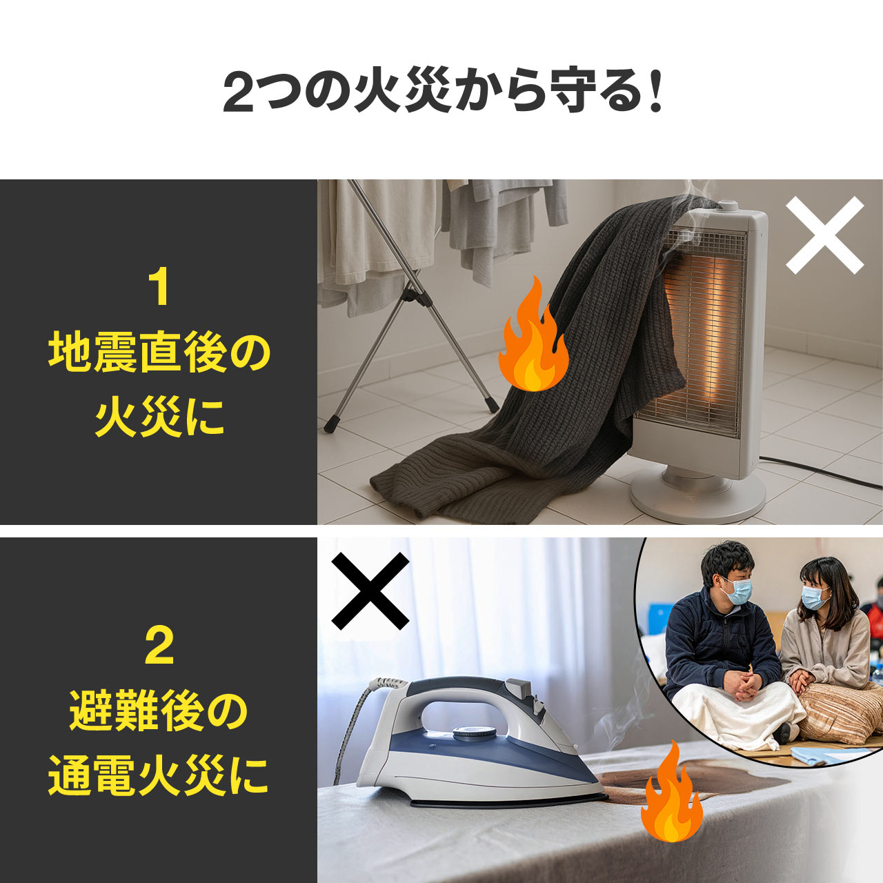 SANWA SUPPLY（サンワサプライ） 感震タップ 地震 ブレーカー 落とす