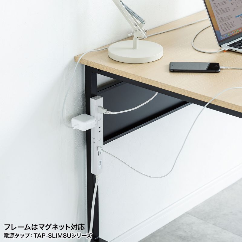 パソコンデスク フレキシブルデスク W1400 木目 高さ変更 2段階 高さ70cm 高さ72cm 大型ケーブルトレー付 キャスター アジャスター 耐荷重50kg SH-FX1470M_11