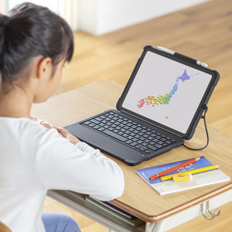 SANWA SUPPLY キーボード iPadケース付き 第10世代専用 USB Type-C接続 タイプCケーブル接続 パンタグラフ テンキーなし  スリム コンパクト 耐衝撃吸収 SKB-IP6BK : サンワダイレクト - 通販 - Yahoo!ショッピング