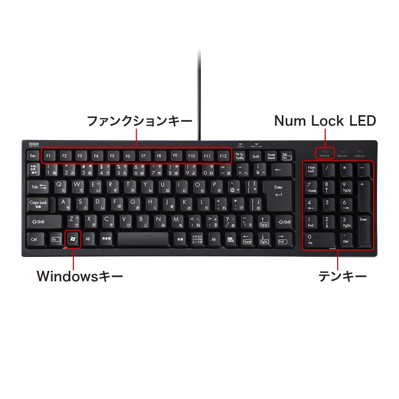 SANWA SUPPLY（サンワサプライ） キーボード 有線 USB A USBキーボード