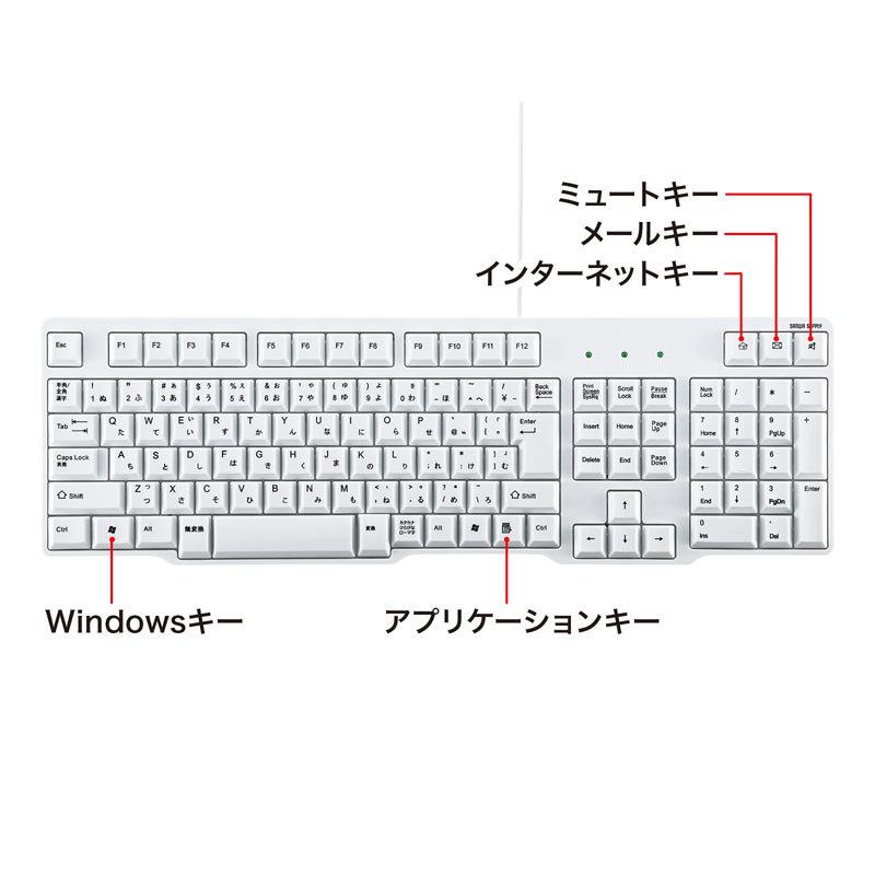 PS/2キーボード ホワイト（SKB-L1N）｜sanwadirect｜03