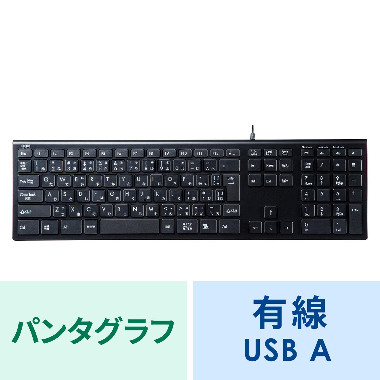キーボード 有線 USB A USBキーボード テンキーあり パンタグラフ 日本語配列(JIS) Windows ブラック SKB-SL33BK