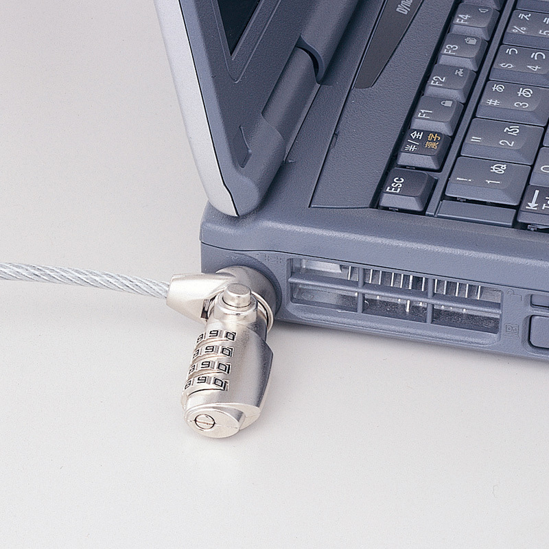 パソコン盗難防止 ノートパソコン用 鍵とワイヤー一体型 ダイヤル錠（太さ：4.2mm）（長さ：2m）（SL-38）｜sanwadirect｜04