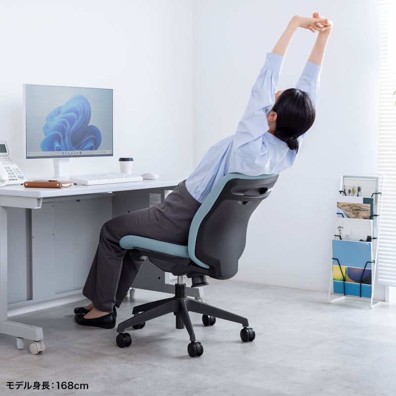 オフィスチェア 事務椅子 コンパクト シンプル キャスター付 モールドウレタン採用 背面張替え対応 ブルー SNC-080KBL | SANWA SUPPLY | 10