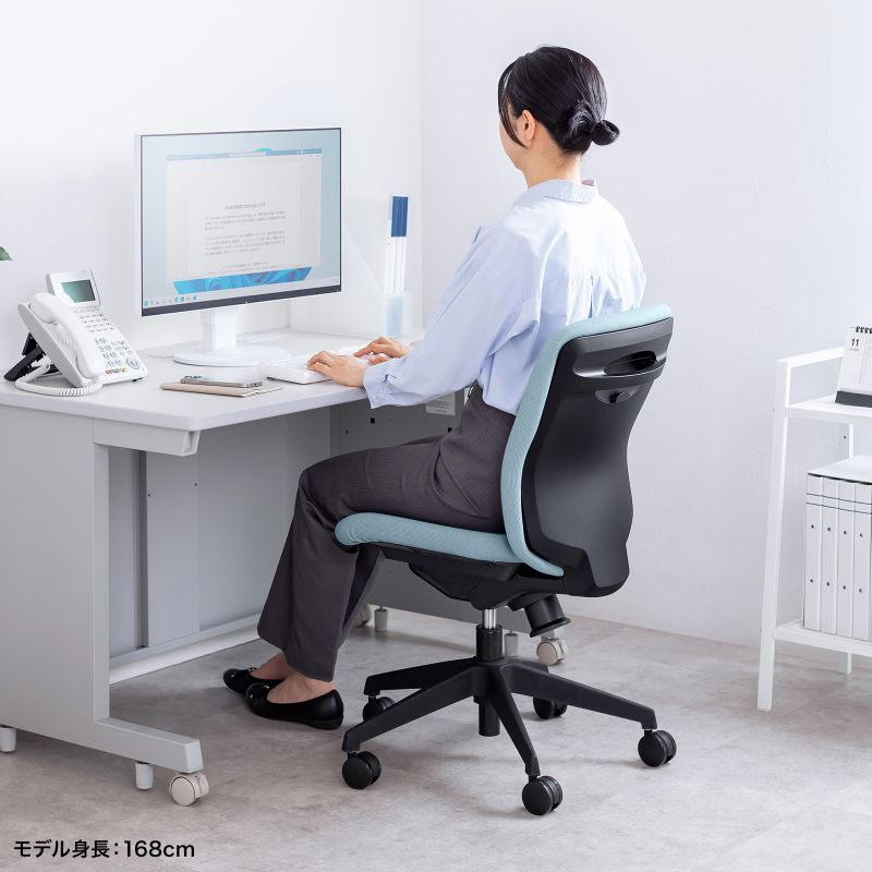 オフィスチェア 事務椅子 コンパクト シンプル キャスター付 モールドウレタン採用 背面張替え対応 ブルー SNC-080KBL | SANWA SUPPLY | 05