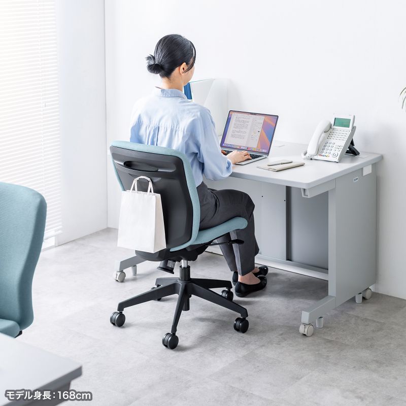 オフィスチェア 事務椅子 コンパクト シンプル キャスター付 モールドウレタン採用 背面張替え対応 ブルー SNC-080KBL | SANWA SUPPLY | 07