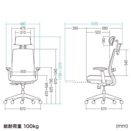 オフィスチェア メッシュ シンクロロッキング 3Dアームレスト ハイバック 座面メッシュ オットマン 4D ランバーサポート ハンガー付き SNC-NET25BK | SANWA SUPPLY | 08