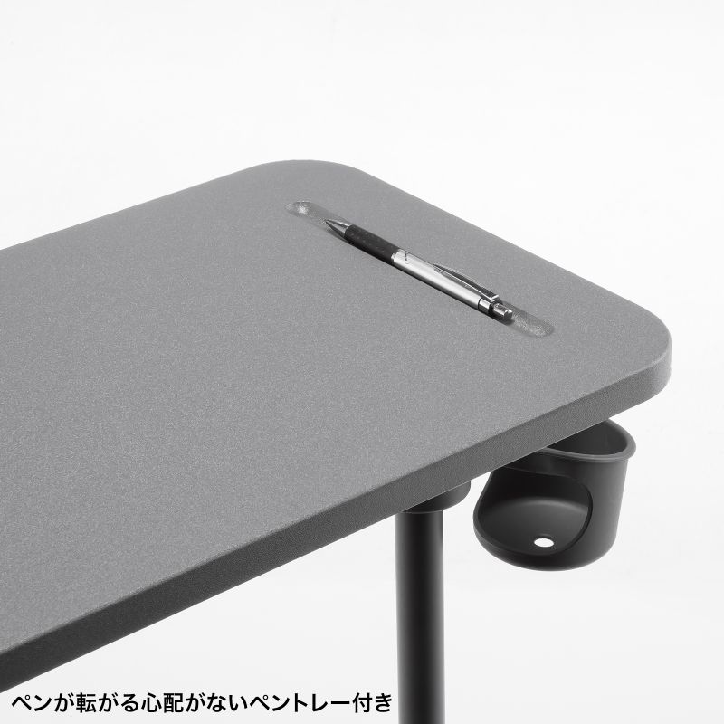 ミーティングチェア サイドテーブル付 メモ台 カップホルダー 座面下収納対応 キャスター付 静音ウレタンキャスター 1脚 オレンジ SNC-T165D | SANWA SUPPLY | 12