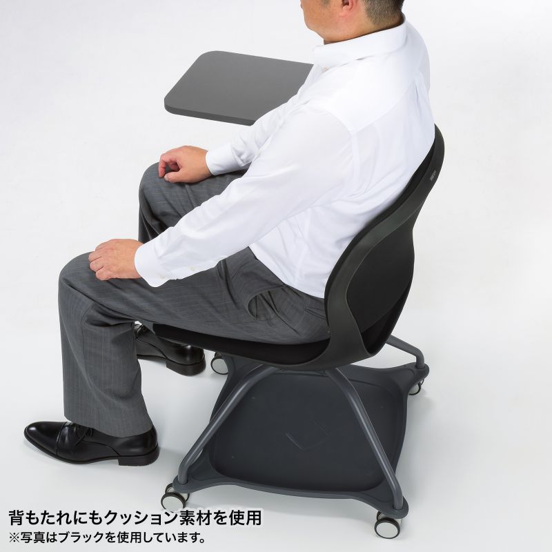 ミーティングチェア サイドテーブル付 メモ台 カップホルダー 座面下収納対応 キャスター付 静音ウレタンキャスター 1脚 オレンジ SNC-T165D | SANWA SUPPLY | 16