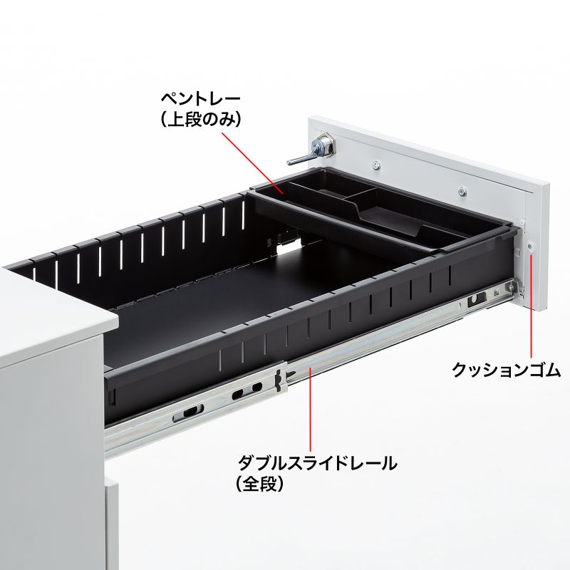 SANWA SUPPLY デスクワゴン キャビネット 3段 スリム 幅30cm