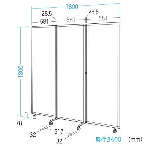 SANWA SUPPLY（サンワサプライ） パーティション 3連タイプ 自立式