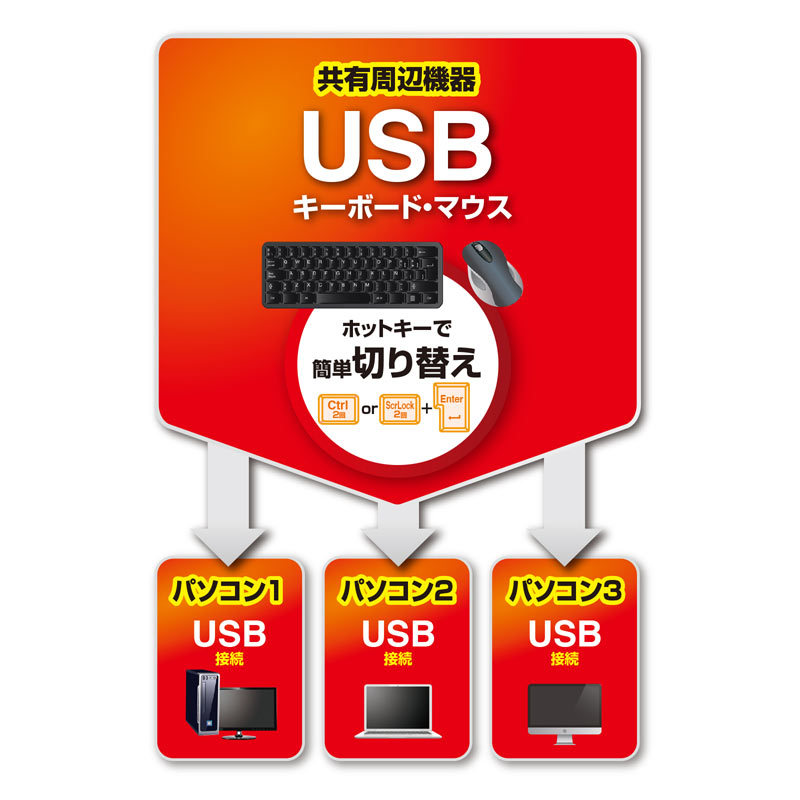 SANWA SUPPLY（サンワサプライ） キーボード マウス用パソコン切替器 3