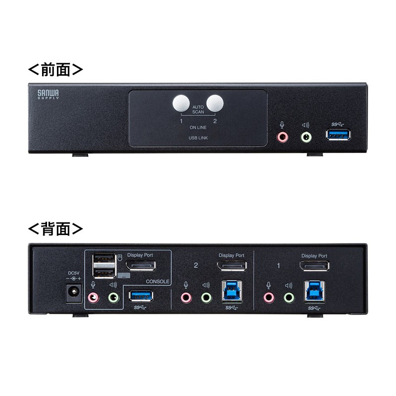 DisplayPort切替器 SW-KVM2HDPU DisplayPort対応パソコン自動切替器(2:1)｜サンプル無料貸出対応