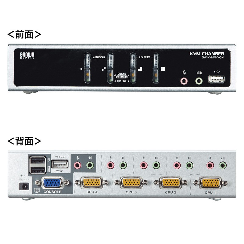 取り扱い店舗 USB PS/2コンソール両対応パソコン自動切替器 4：1（SW-KVM4HVCN）