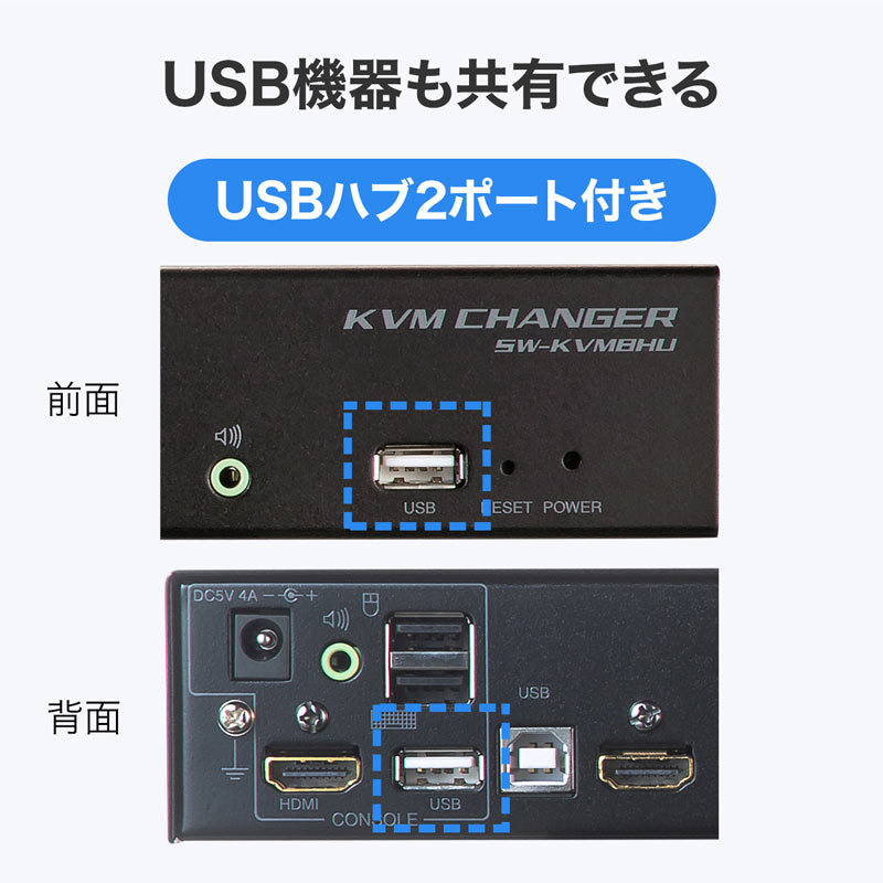 サンワサプライ HDMI対応パソコン自動切替器 8:1（SW-KVM8HU） : sw