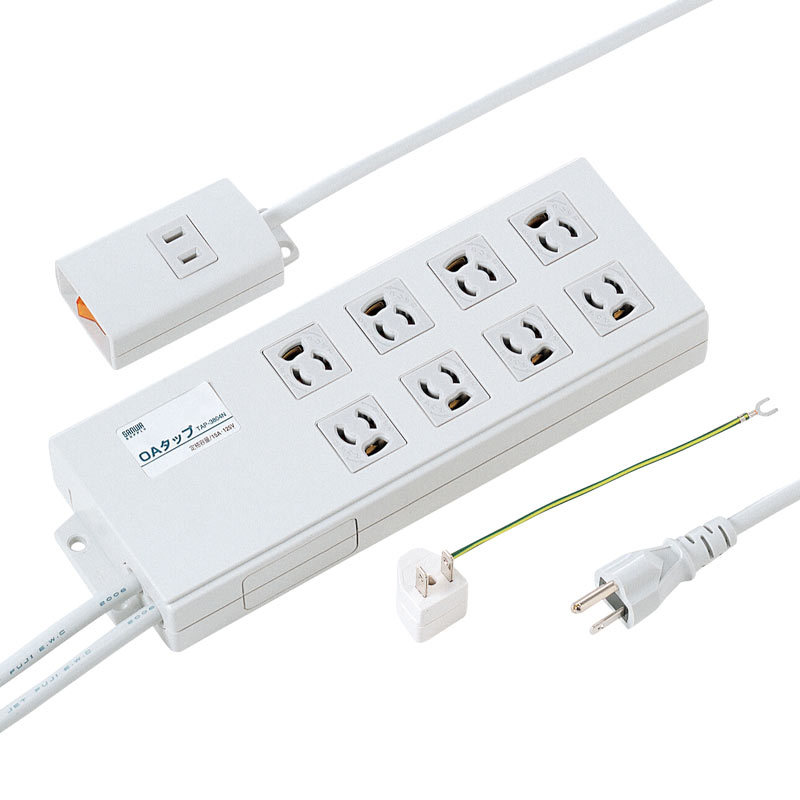 Yahoo! Yahoo!ショッピング(ヤフー ショッピング)スイッチ付 節電タップ 延長 抜け止めタップ 本体 3Pプラグ 8個口、手元 2P 1個口 1.5m 電源コード （TAP-3804N）