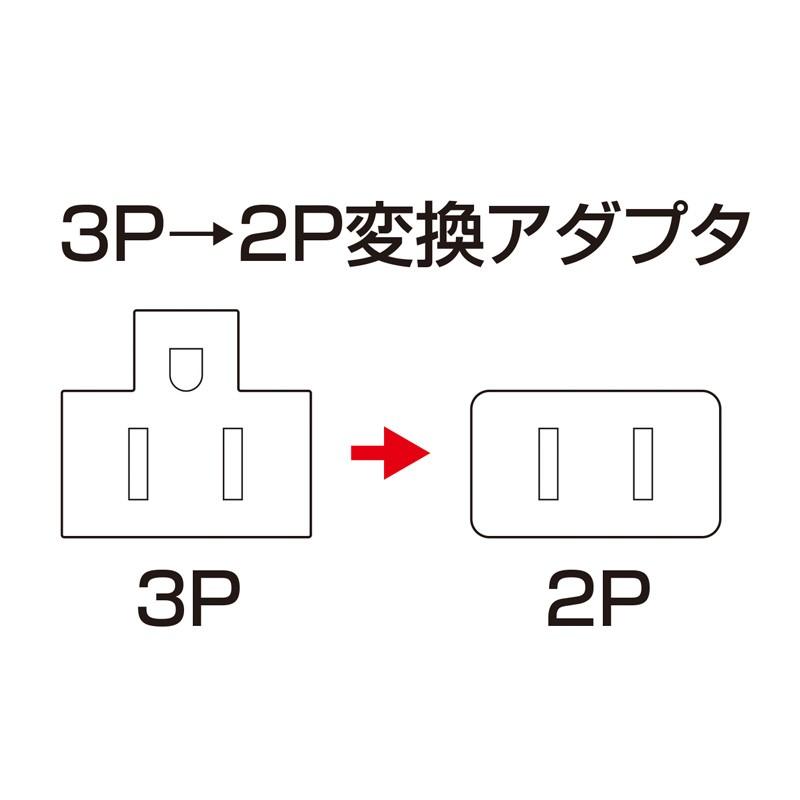 3P→2P変換アダプタ ブラック（TAP-AD8BK）｜sanwadirect｜06