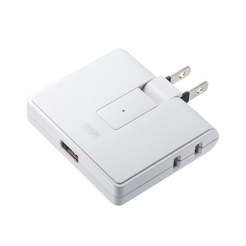 USB充電ポート付きモバイルタップ 2P 2個口 USB1ポート 電源コード usbタップ （TAP-B104UN）｜sanwadirect