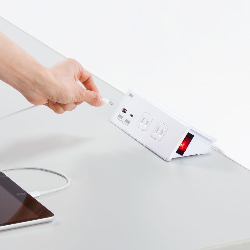 クランプ固定式USB充電タップ 65W SANWA デスクに固定して片手で簡単に抜き差しできる、USB PD最大65W対応