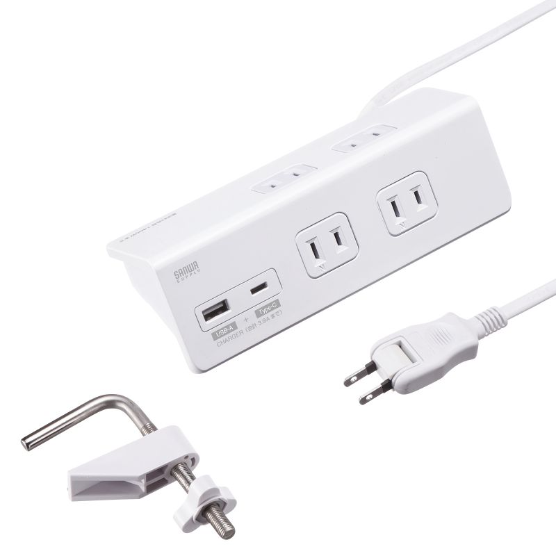 SANWA SUPPLY（サンワサプライ） クランプ固定式タップ 4個口 3m USB