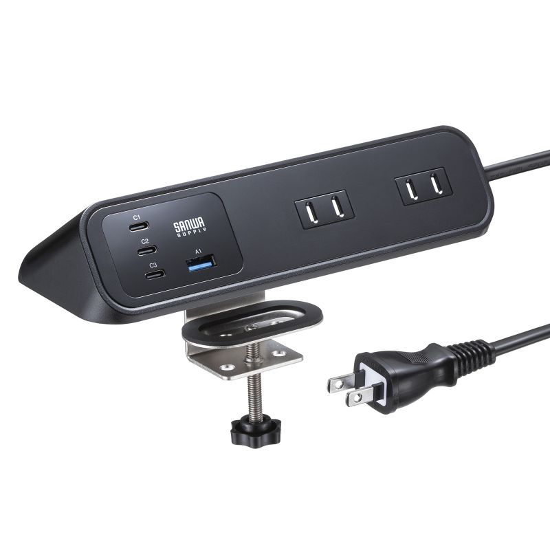 SANWA SUPPLY（サンワサプライ） 電源タップ 2m 4個口 クランプ 固定