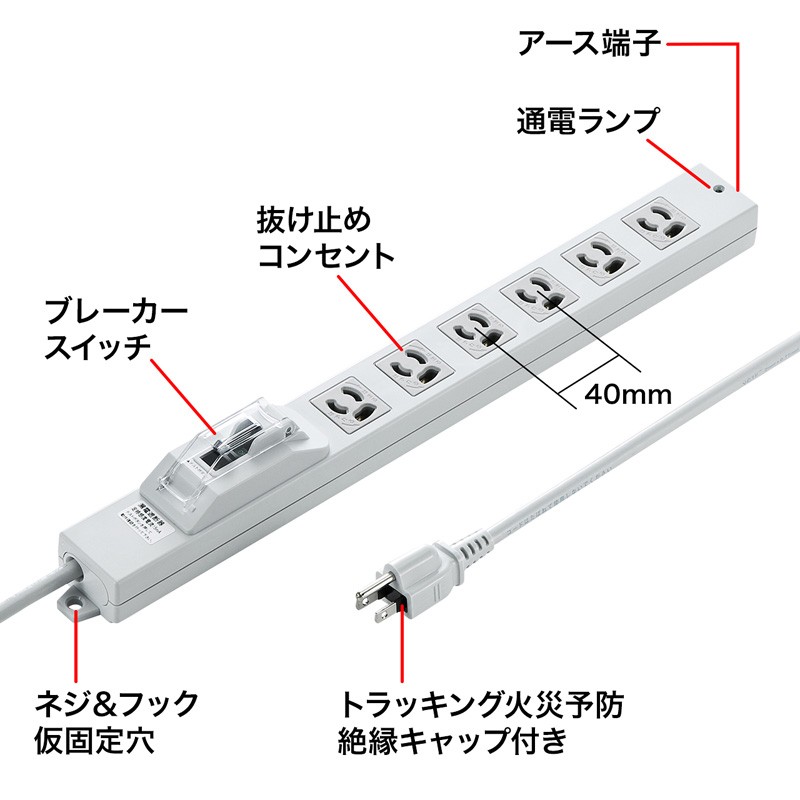 お値打ち価格で サンワサプライ 漏電ブレーカータップ TAP-BR36LN-5 ad