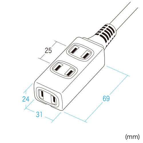 サンワサプライ スリム電源延長コード 2P 3個口 ホワイト 5m 電源